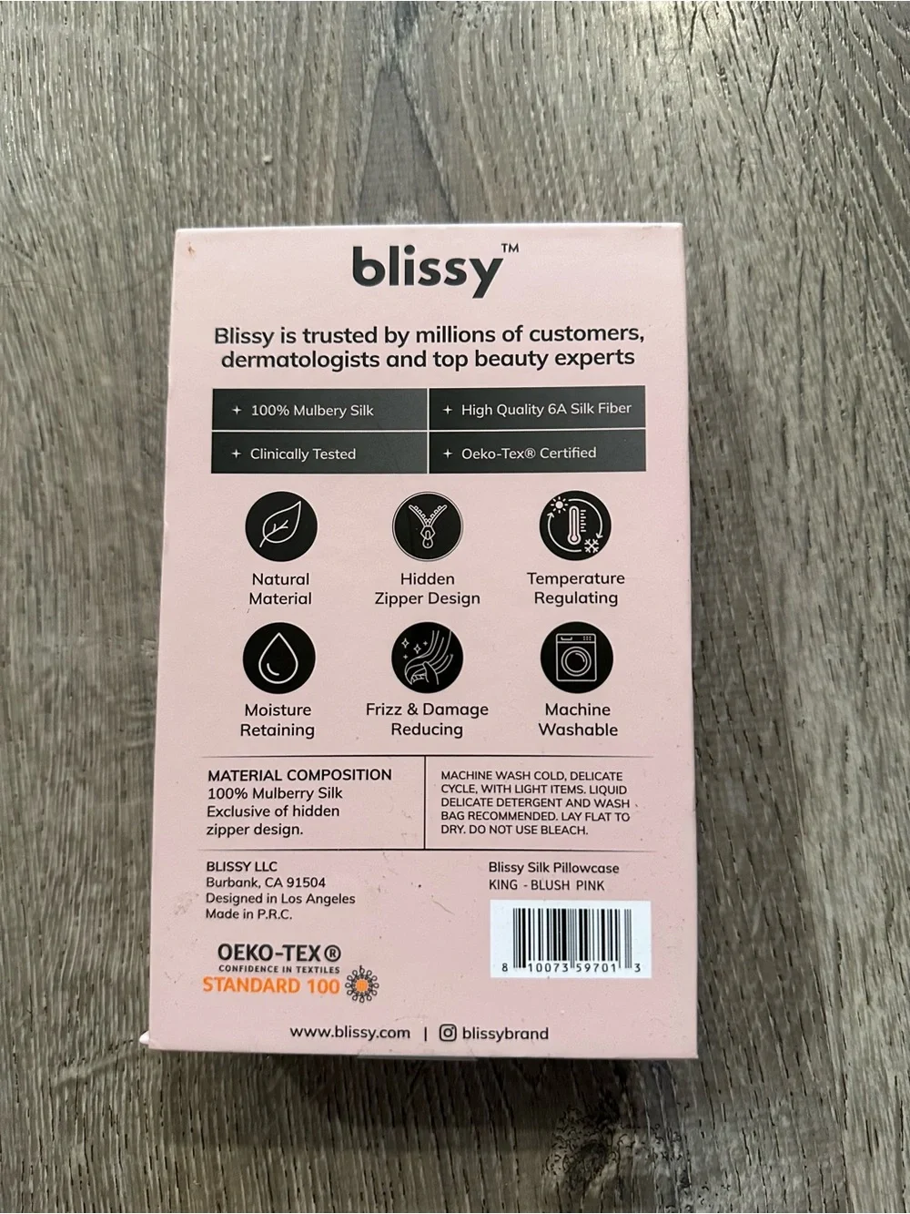 Blissy Mulberry Silk Pillowcase - Blush Pink